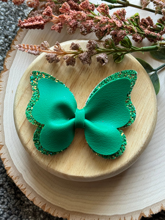 Leather Green Butterfly Bow