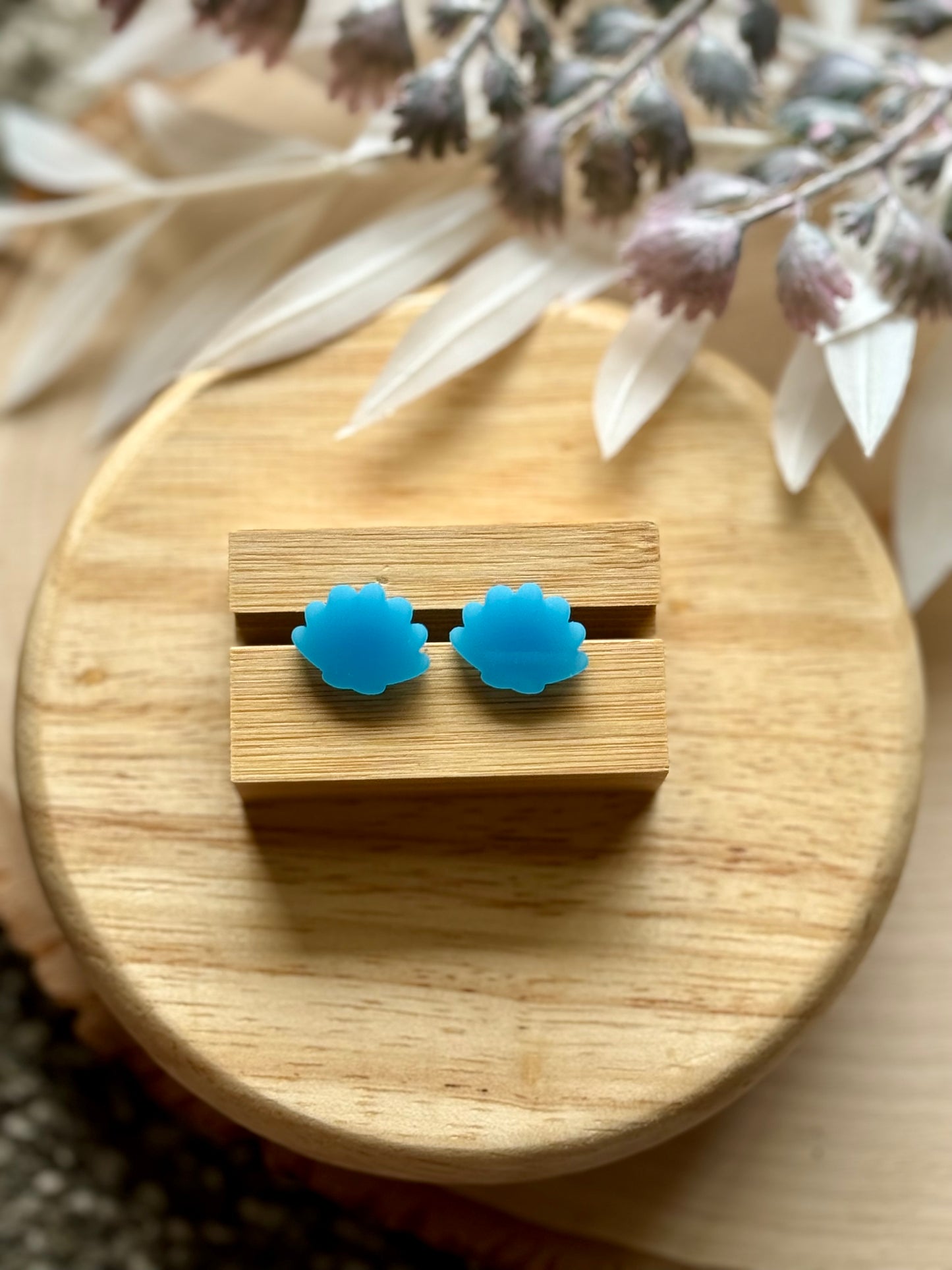 Blue Shell Stud Earrings