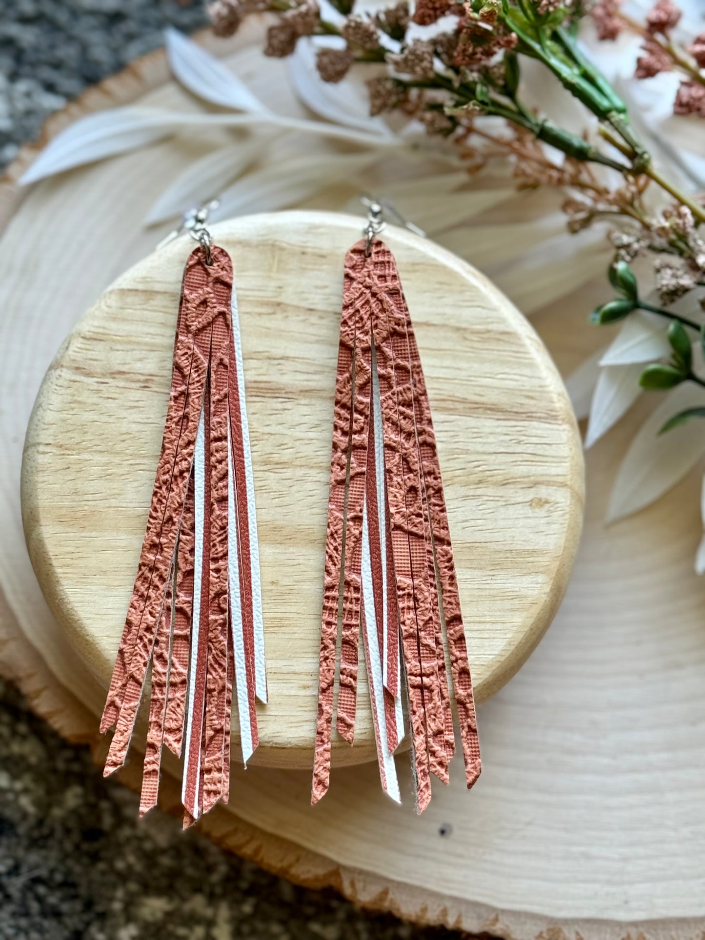 Brown Lace Long Fringe Earrings