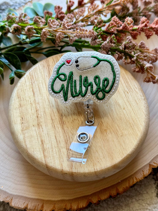 Green Nurse Badge Reel