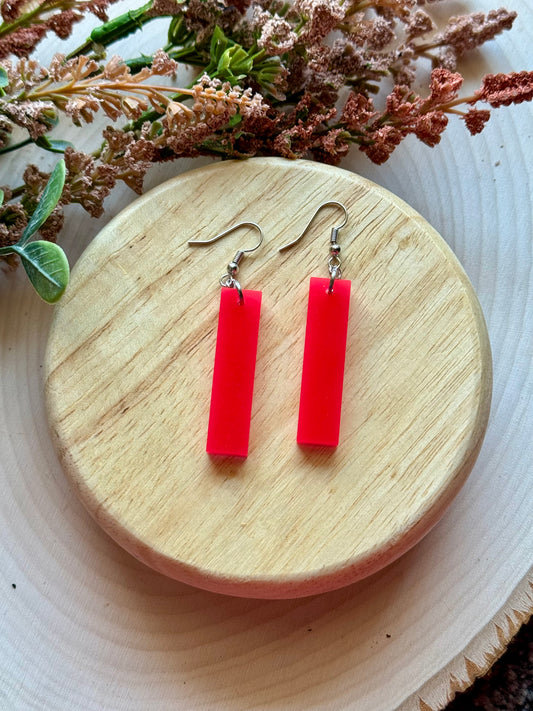 Red Bar Dangle Resin Earrings