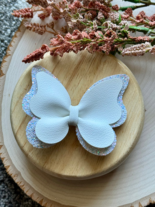 Leather White Butterfly Bow