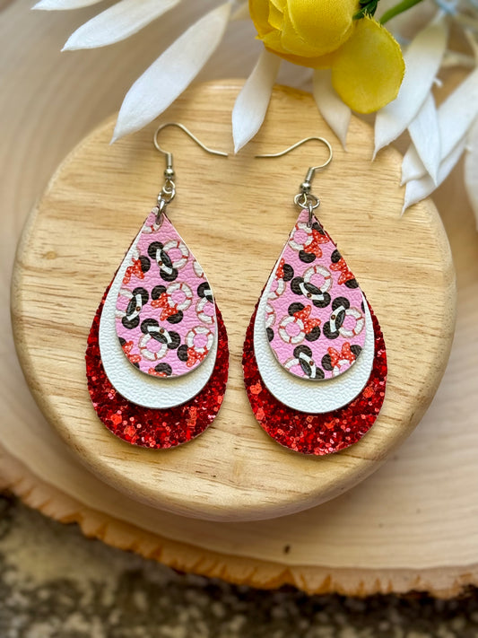 Pink Mouse Cruise Teardrop Earrings