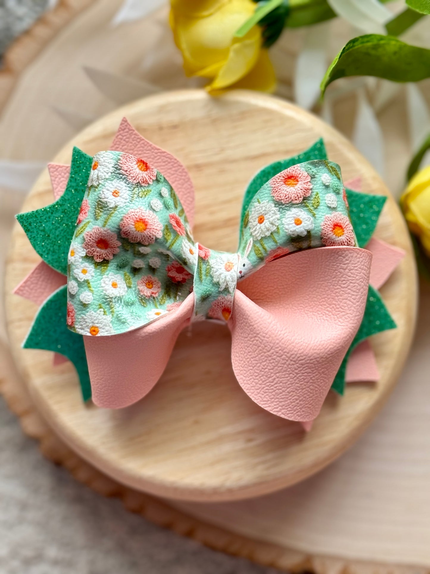 Bunny Floral Twisty Twirl Bow