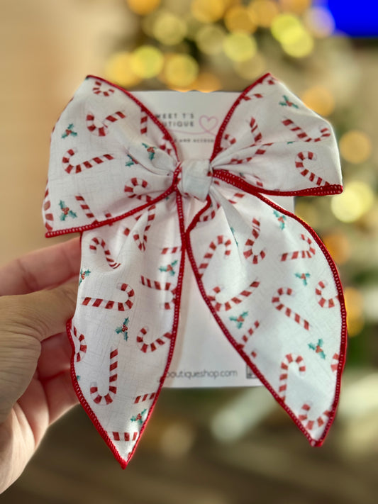 Large Fabric Candy Cane Bow