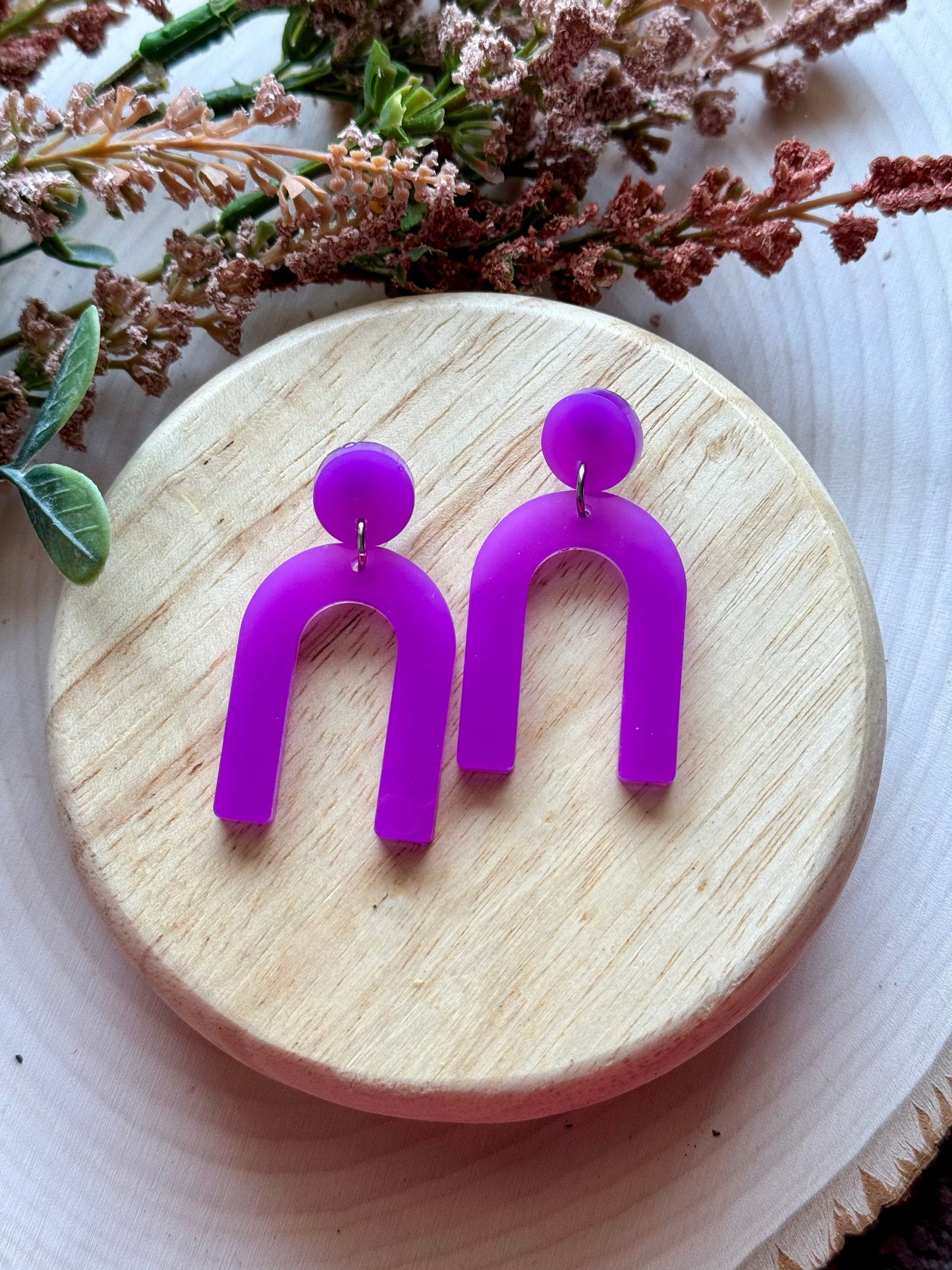 Purple Rainbow Resin Earrings