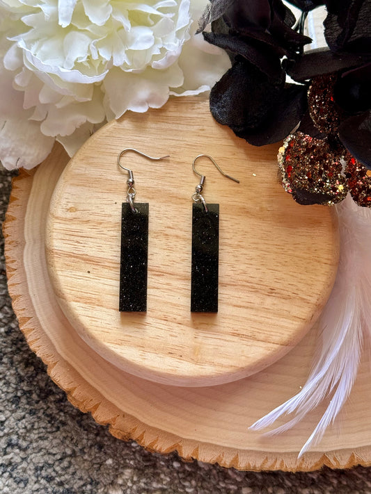 Black Resin Bar Dangle Earrings