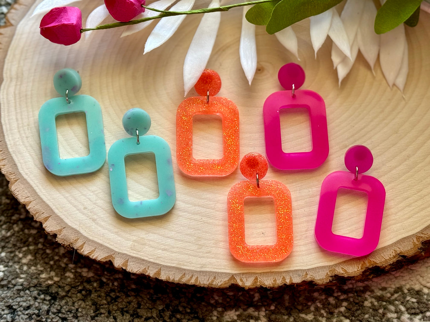 Tropic Resin Squared Earrings