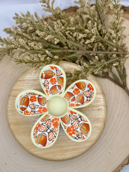 Clemson Flower Claw Clip