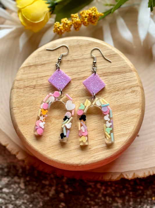 Best Day Ever Mouse Purple Resin Earrings