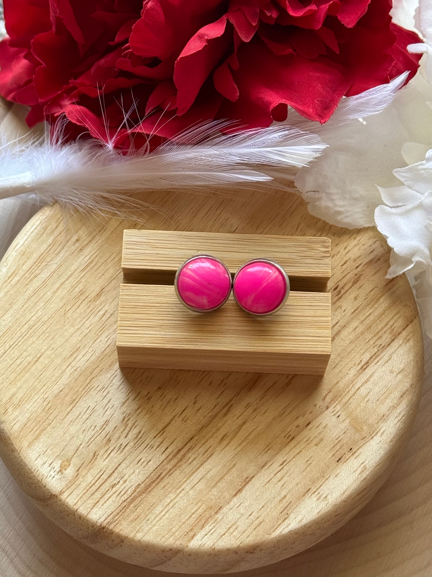 Hot Pink Stud Earrings