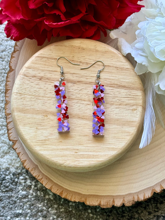 Heart Mix Bar Dangle Resin Earrings