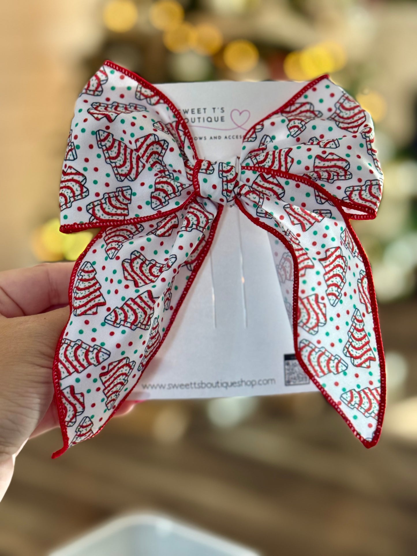 Large Fabric Christmas Tree Cake Bow