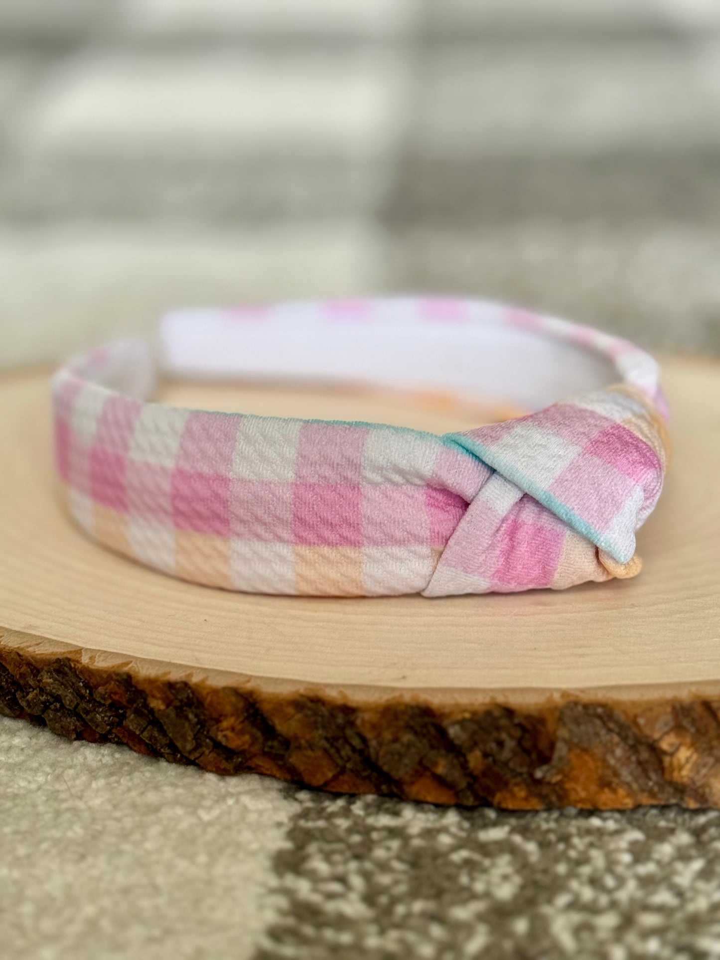 Spring Gingham Knotted Headband