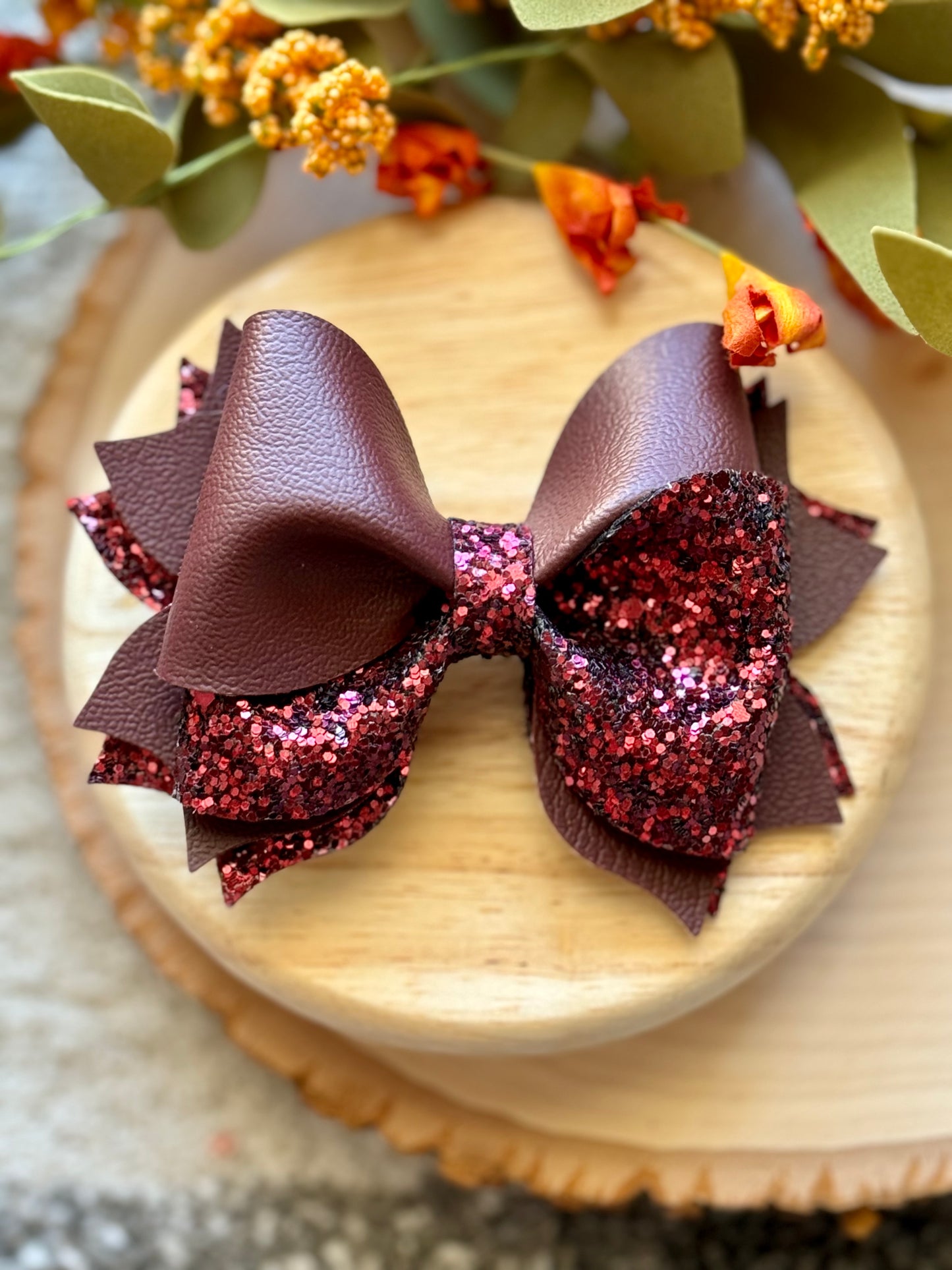 Garnet Twisty Twirl Bow