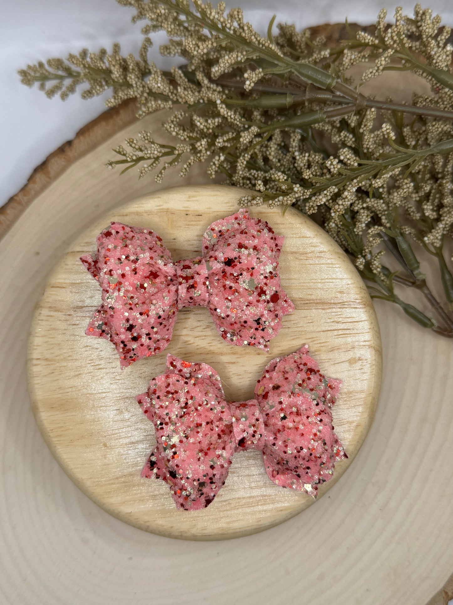 Small Poppy Red and Pink Glitter Piggie