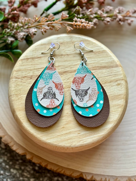 Highland Cow Teardrop Earrings