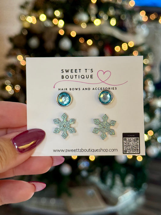 Snowflake Stud Earring Set