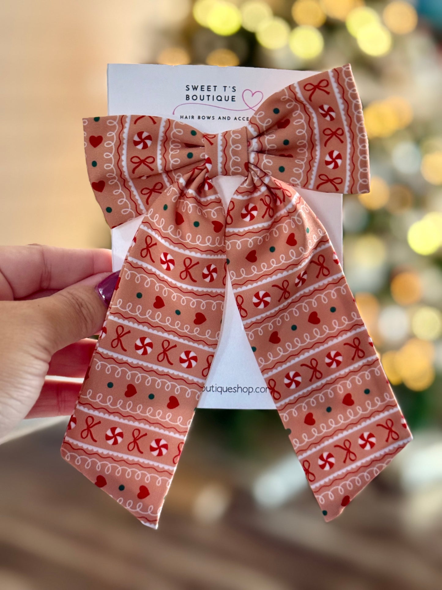 Long Tail Gingerbread Bow