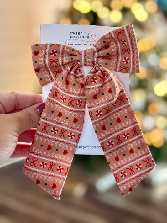 Long Tail Gingerbread Bow