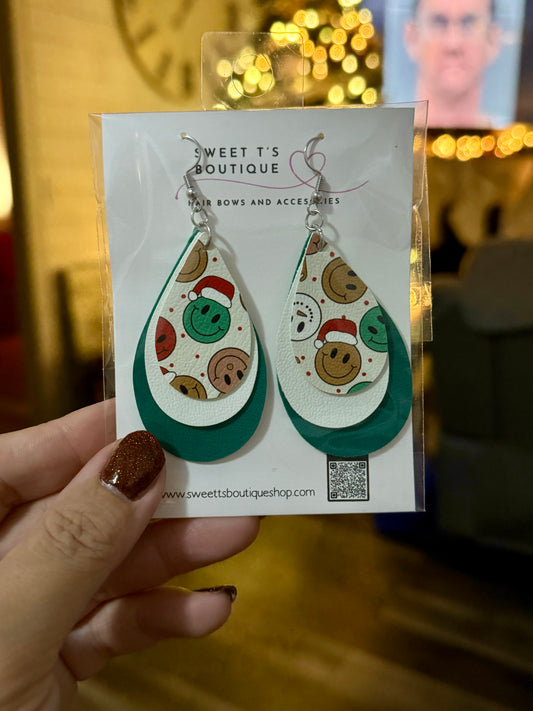 Smiley Christmas Teardrop Earrings