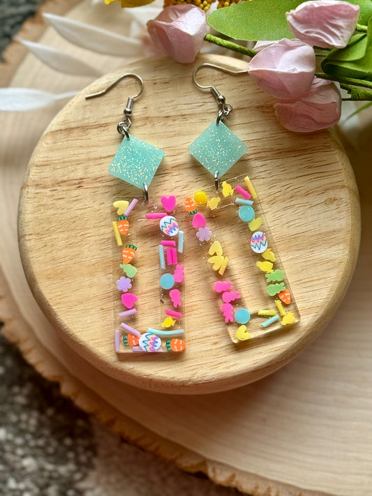 Bright Easter Resin Earrings