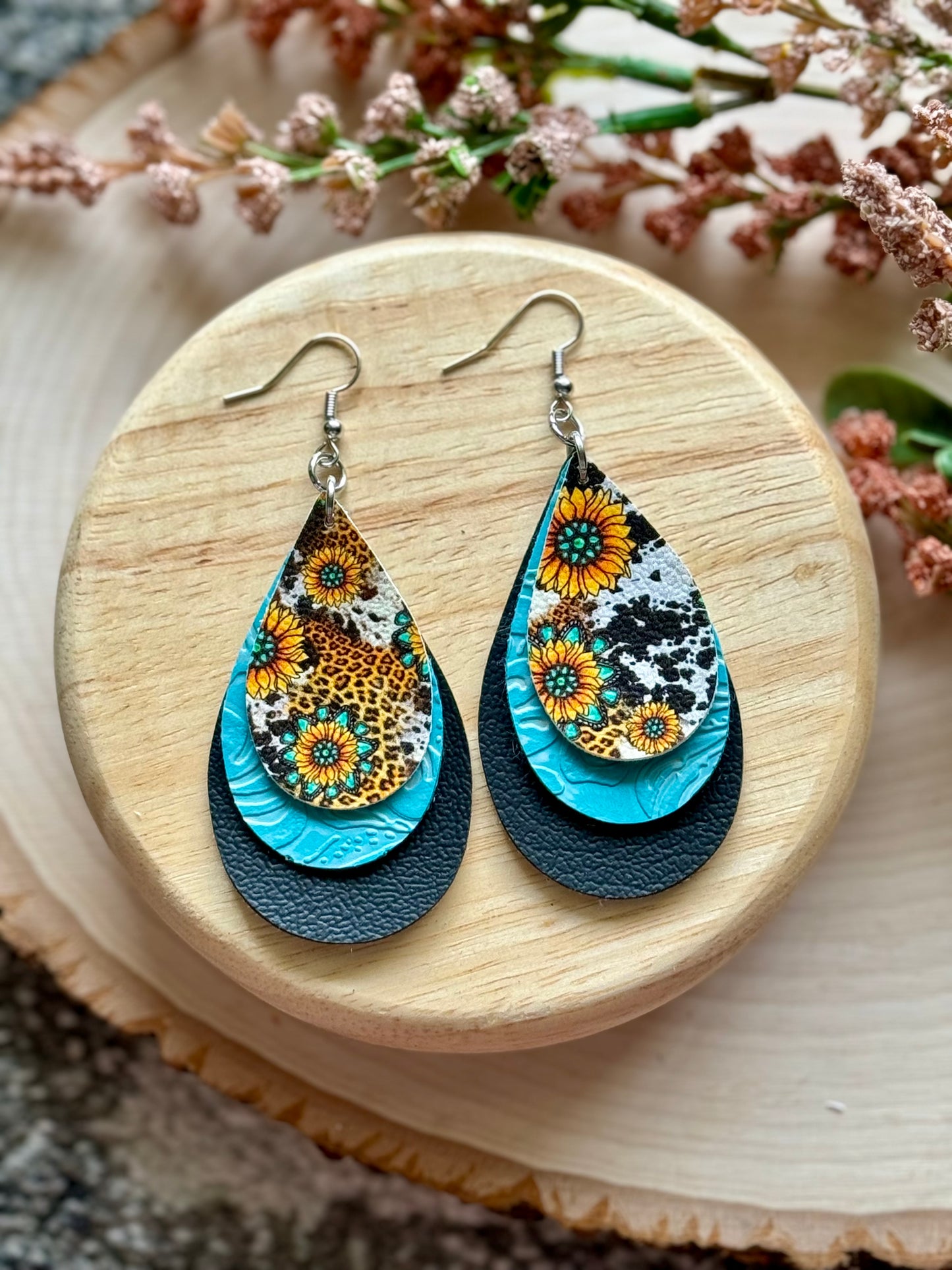 Southern Sunflower Teardrop Earrings