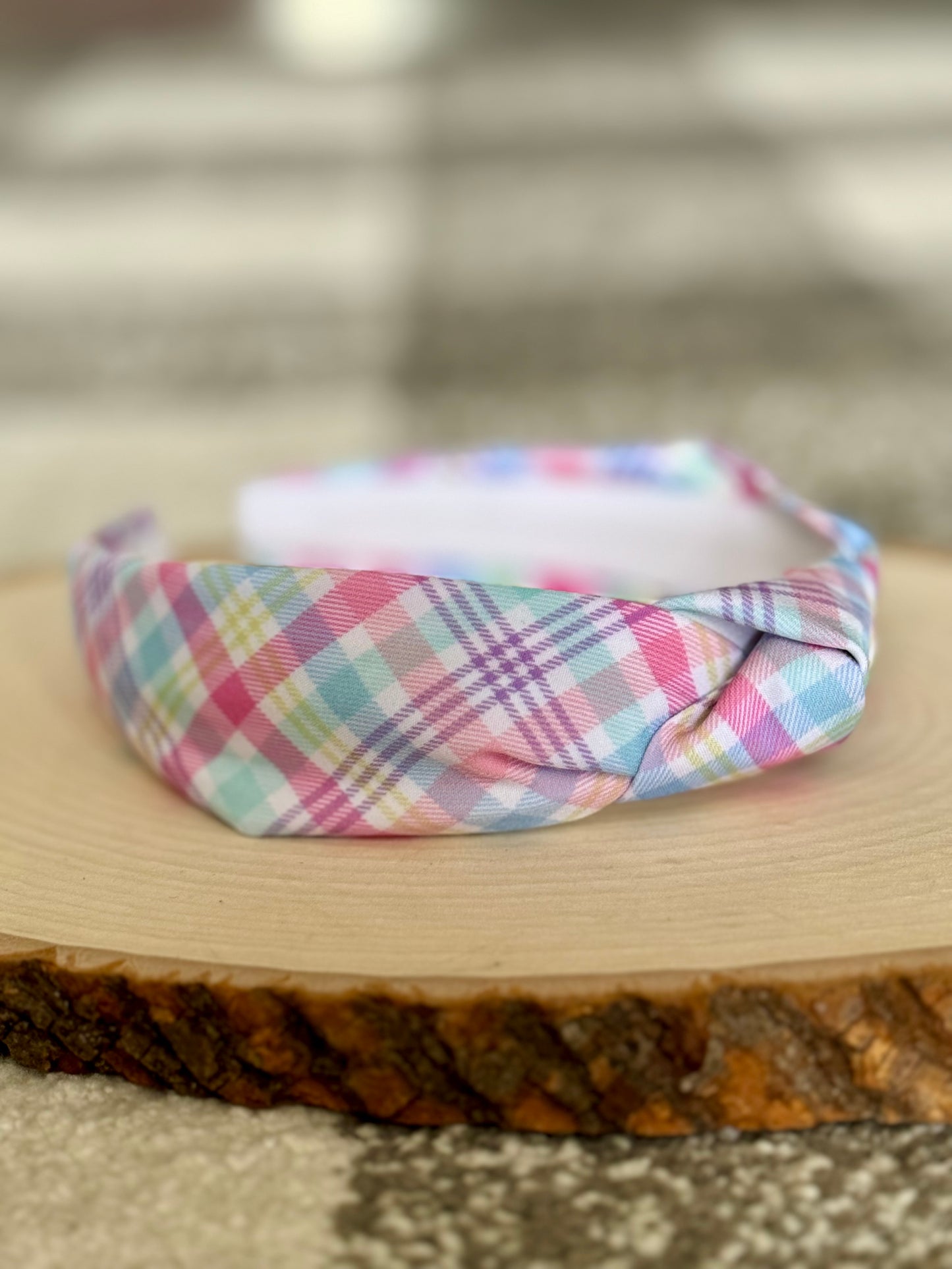 Easter Plaid Knotted Headband