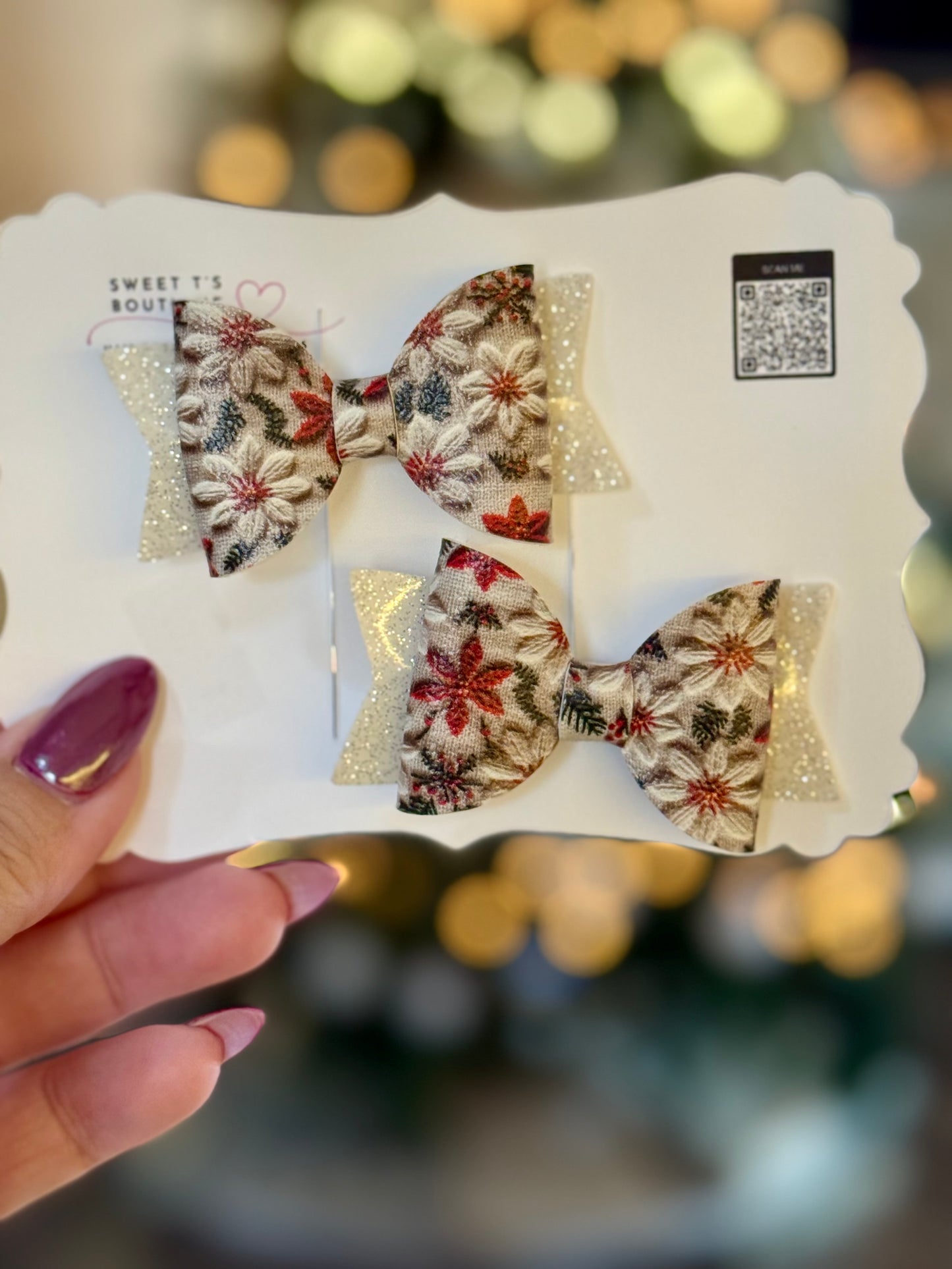 Small Leather Christmas Floral Piggies