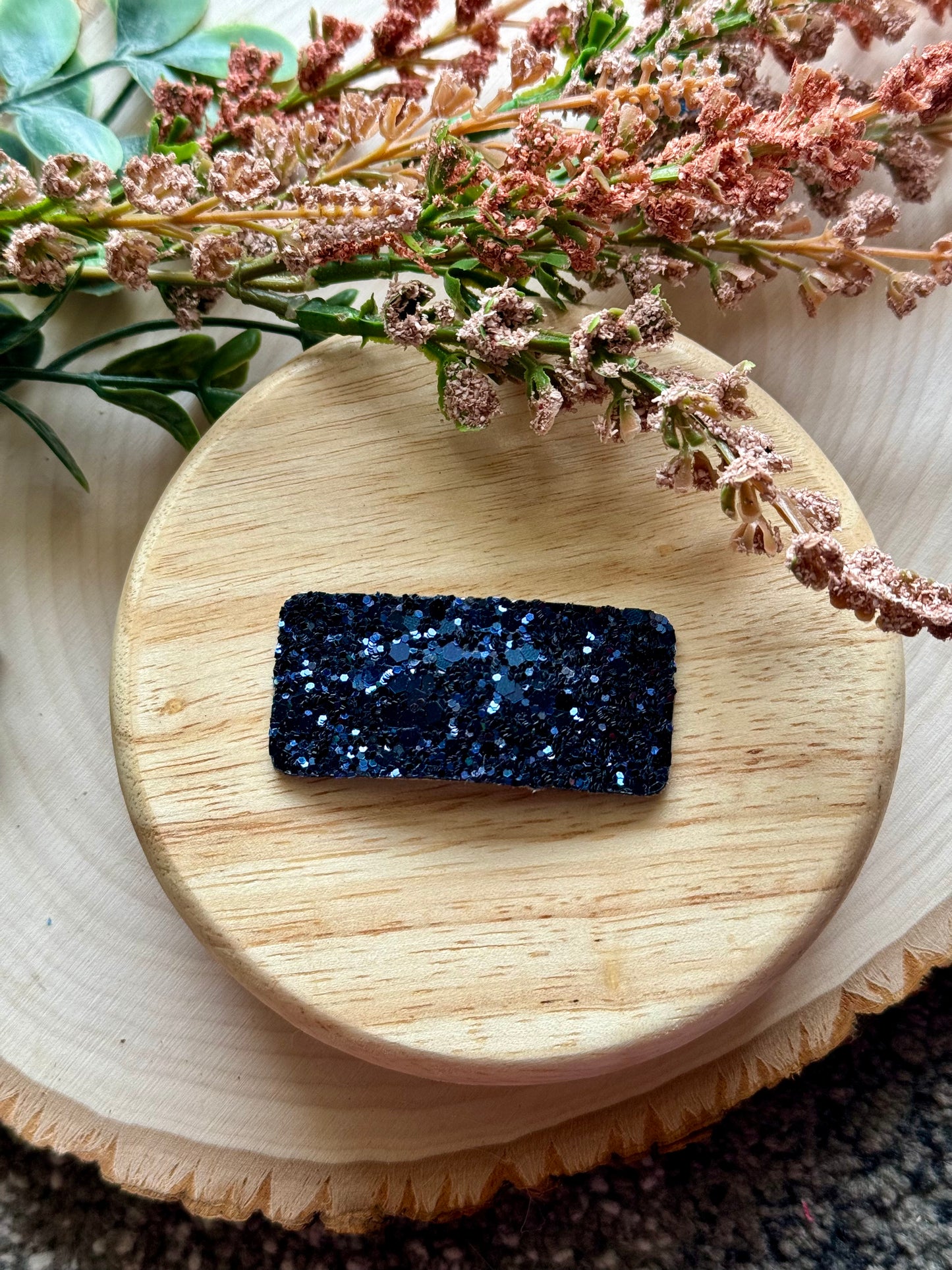 Single Navy Glitter Clip