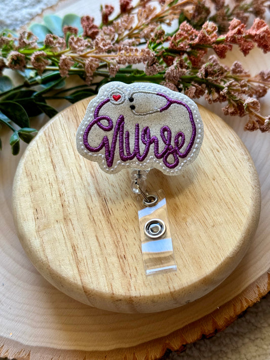 Purple Nurse Badge Reel