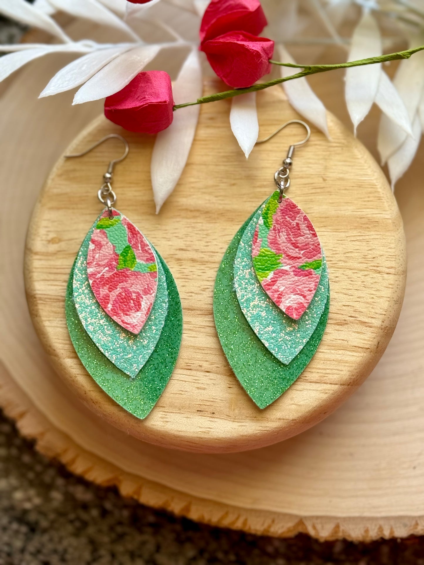 Rose Tropic Leaf Earrings