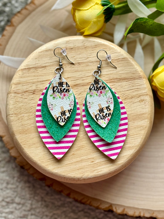 He is Risen Leaf Earrings