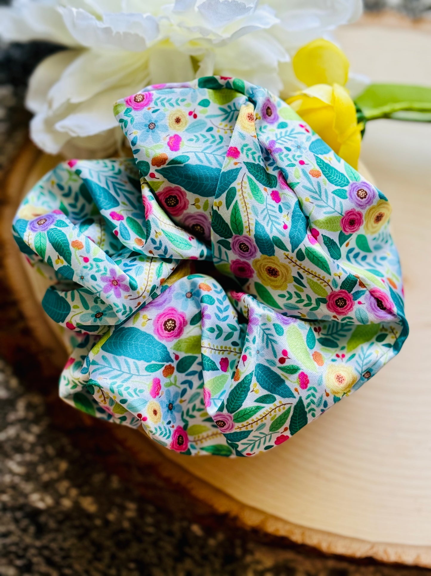 Silk Floral Scrunchie