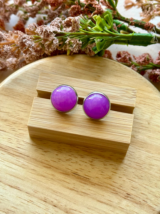 Purple Marble Stud Earrings