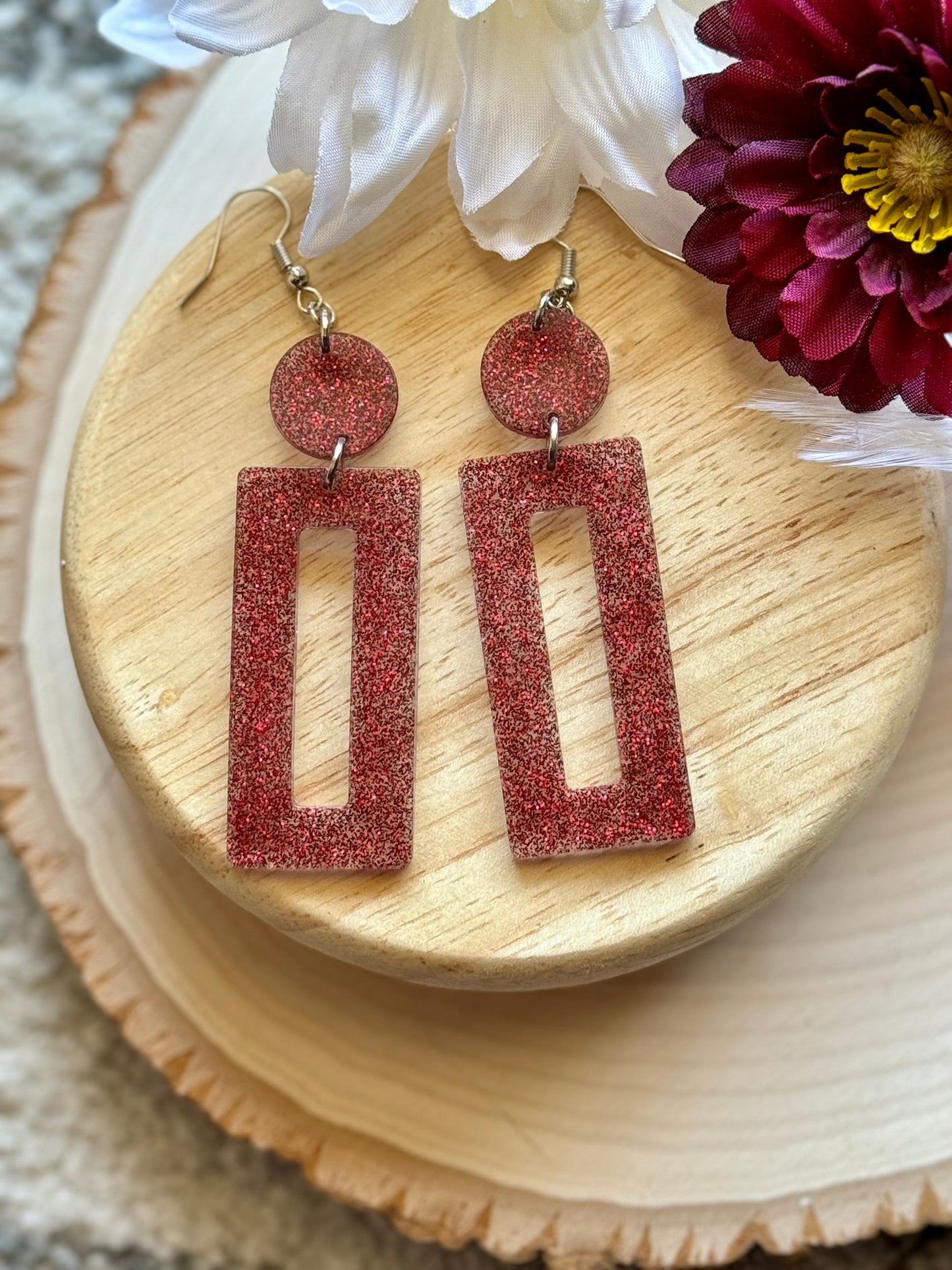 Red Era Resin Earrings