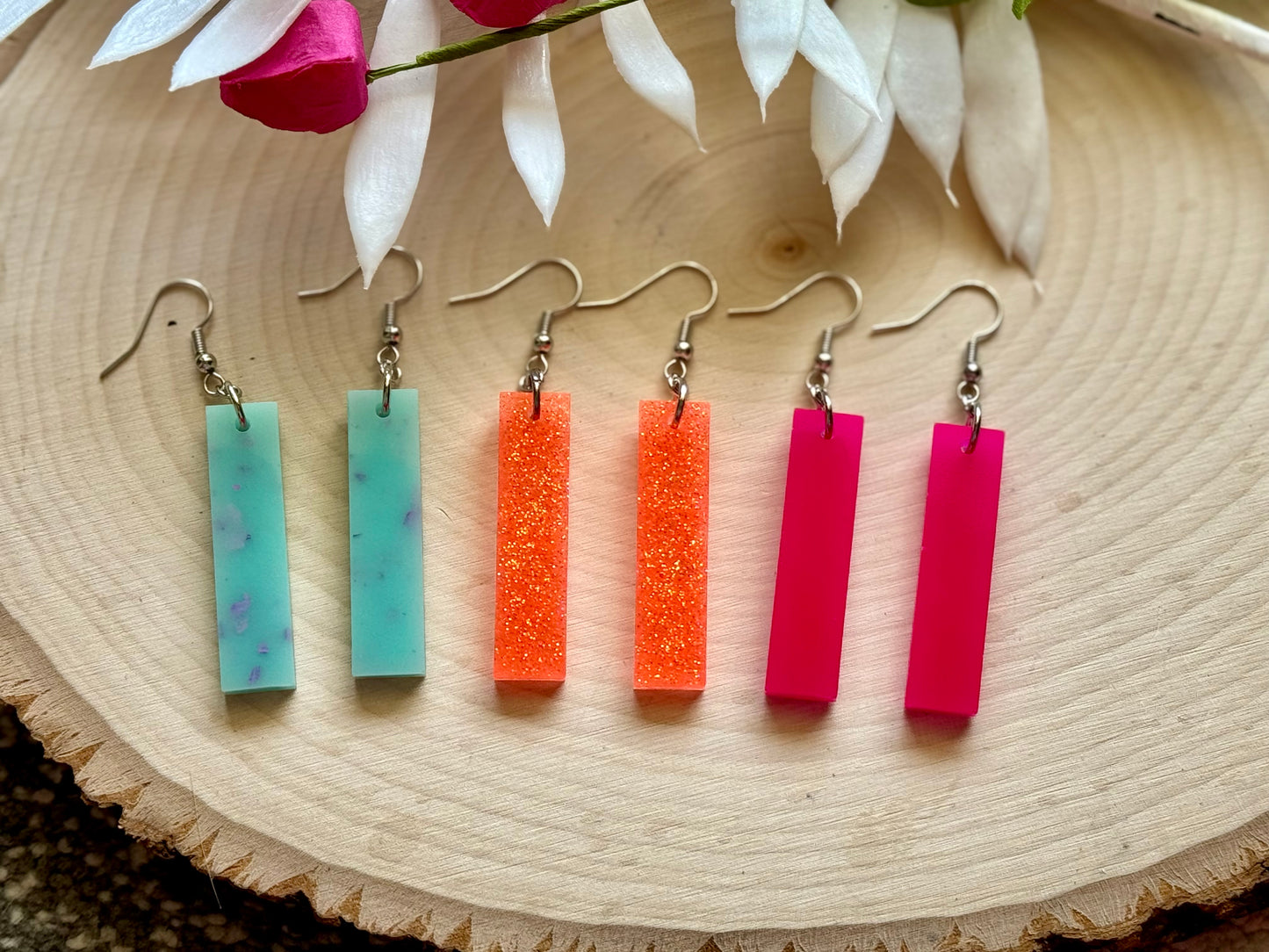 Tropic Bar Dangle Resin Earrings