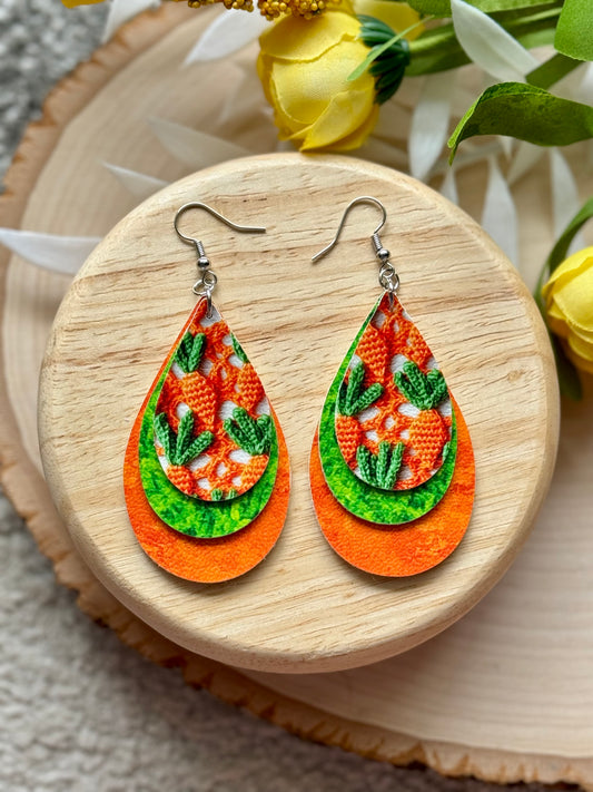 Crochet Carrot Teardrop Earrings