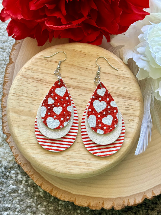 Heart Stripe Teardrop Earrings