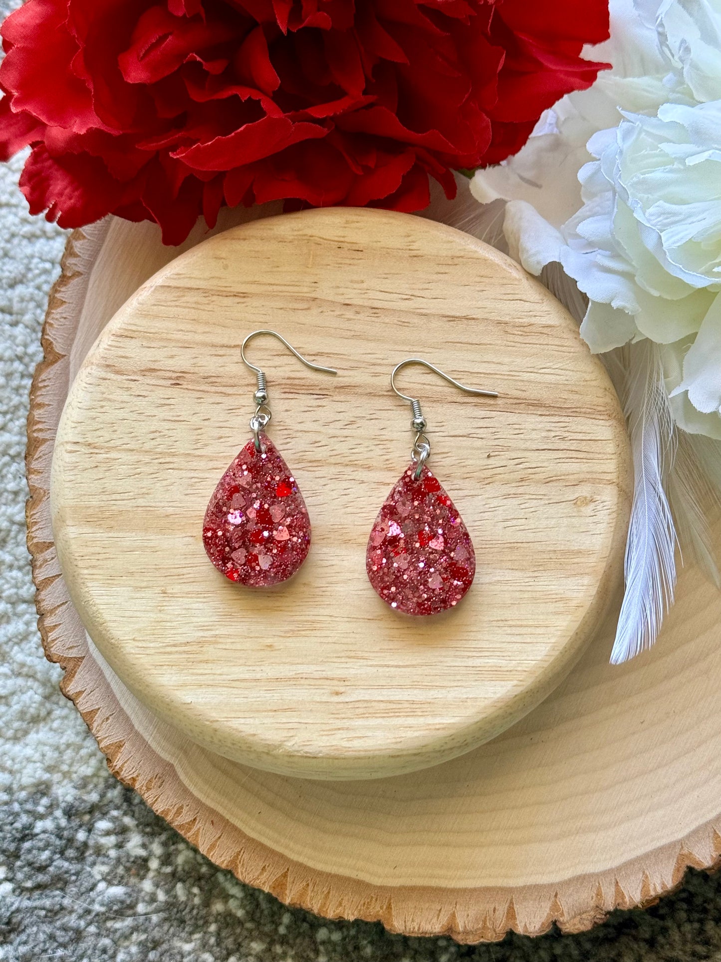 Glitter Heart Mini Teardrop Resin Earring