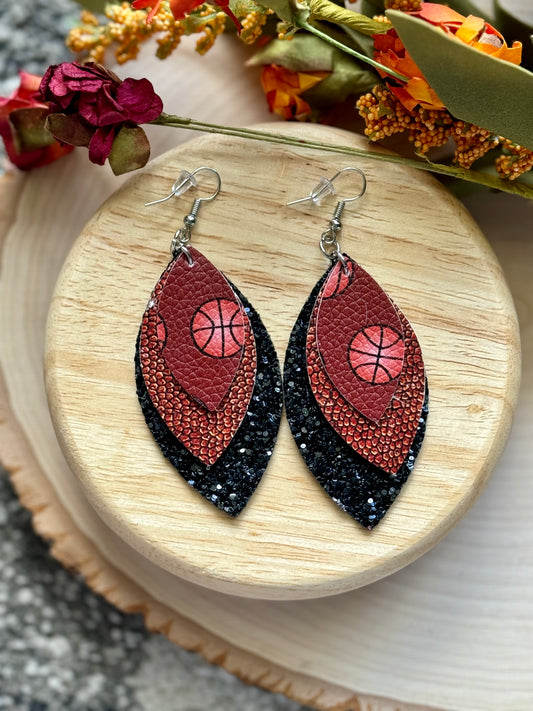 Basketball Leaf Earrings