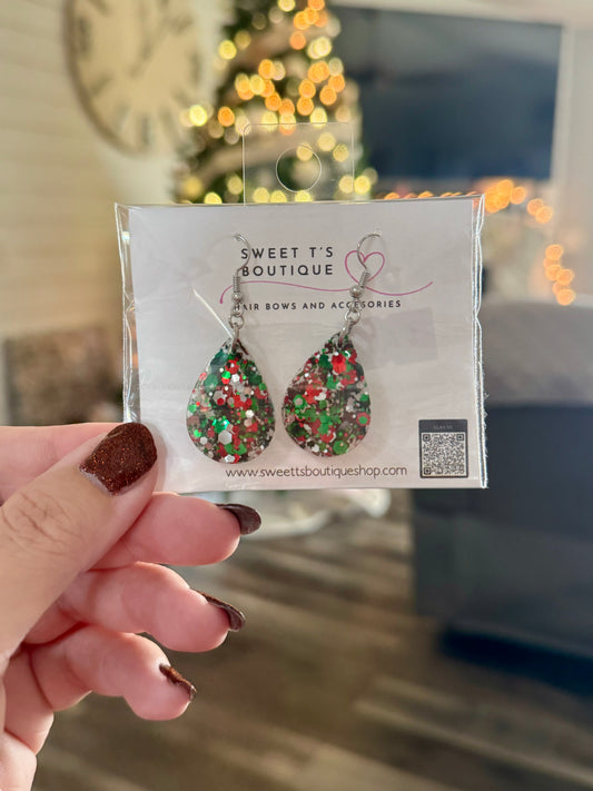 Christmas Mix Resin Teardrop Earrings