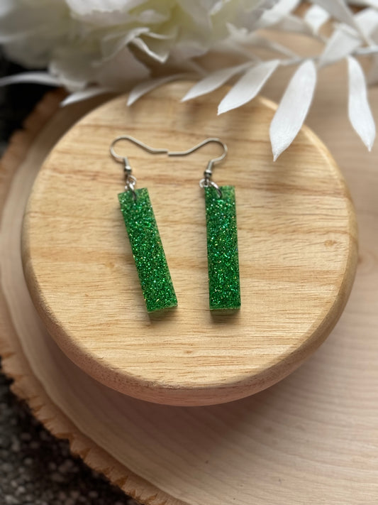 Green Mix Bar Dangle Earrings