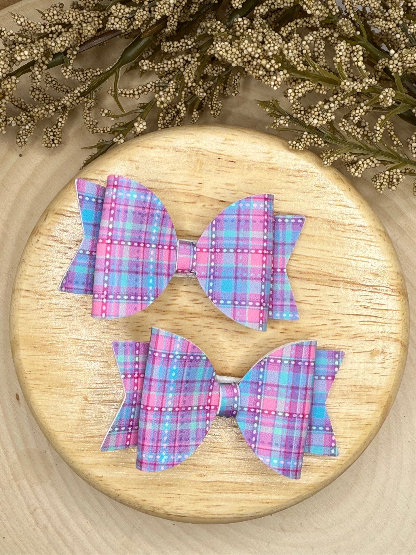 Small Leather Pastel Plaid Piggies