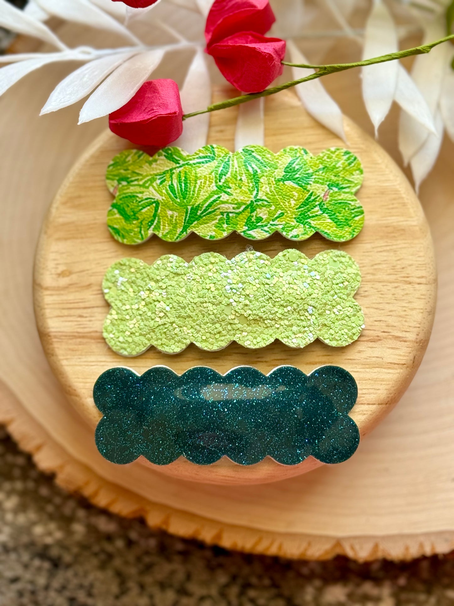 Green Tropical Snap Clip Set