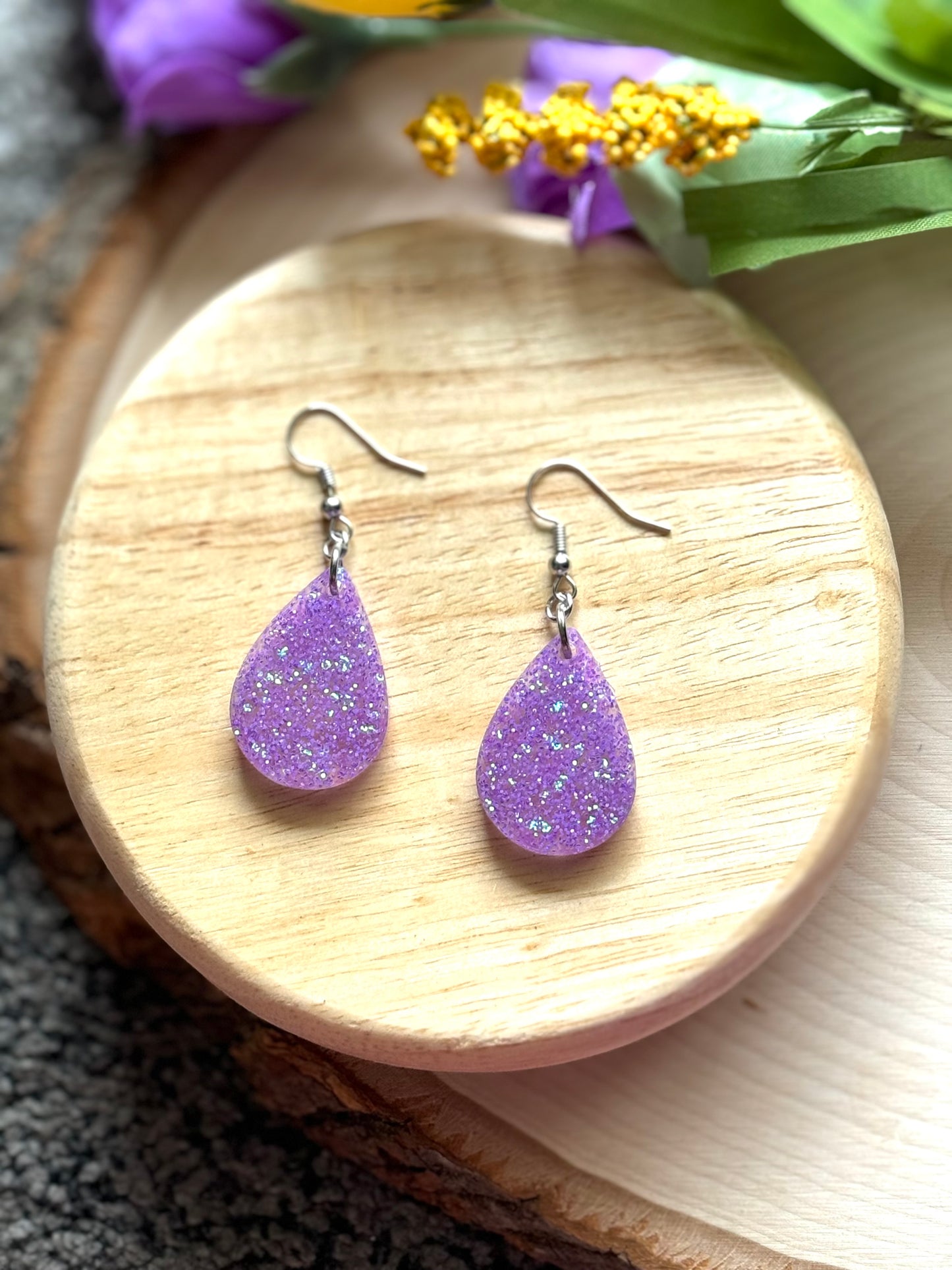 Lavender Mini Resin Earrings