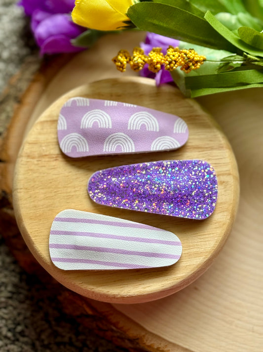 Lavender Rainbow Snap Clip Set