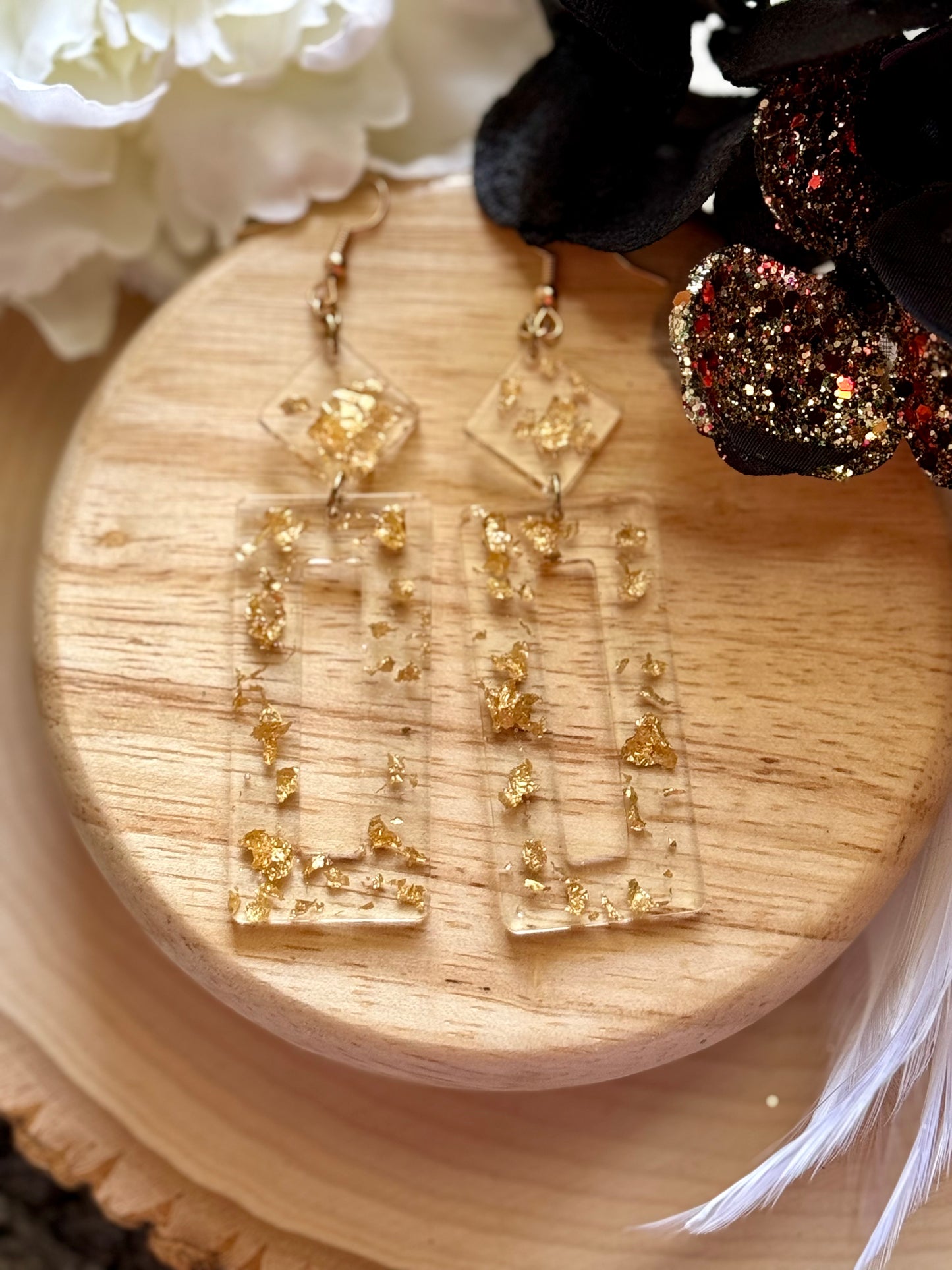 Gold Flake Resin Earrings