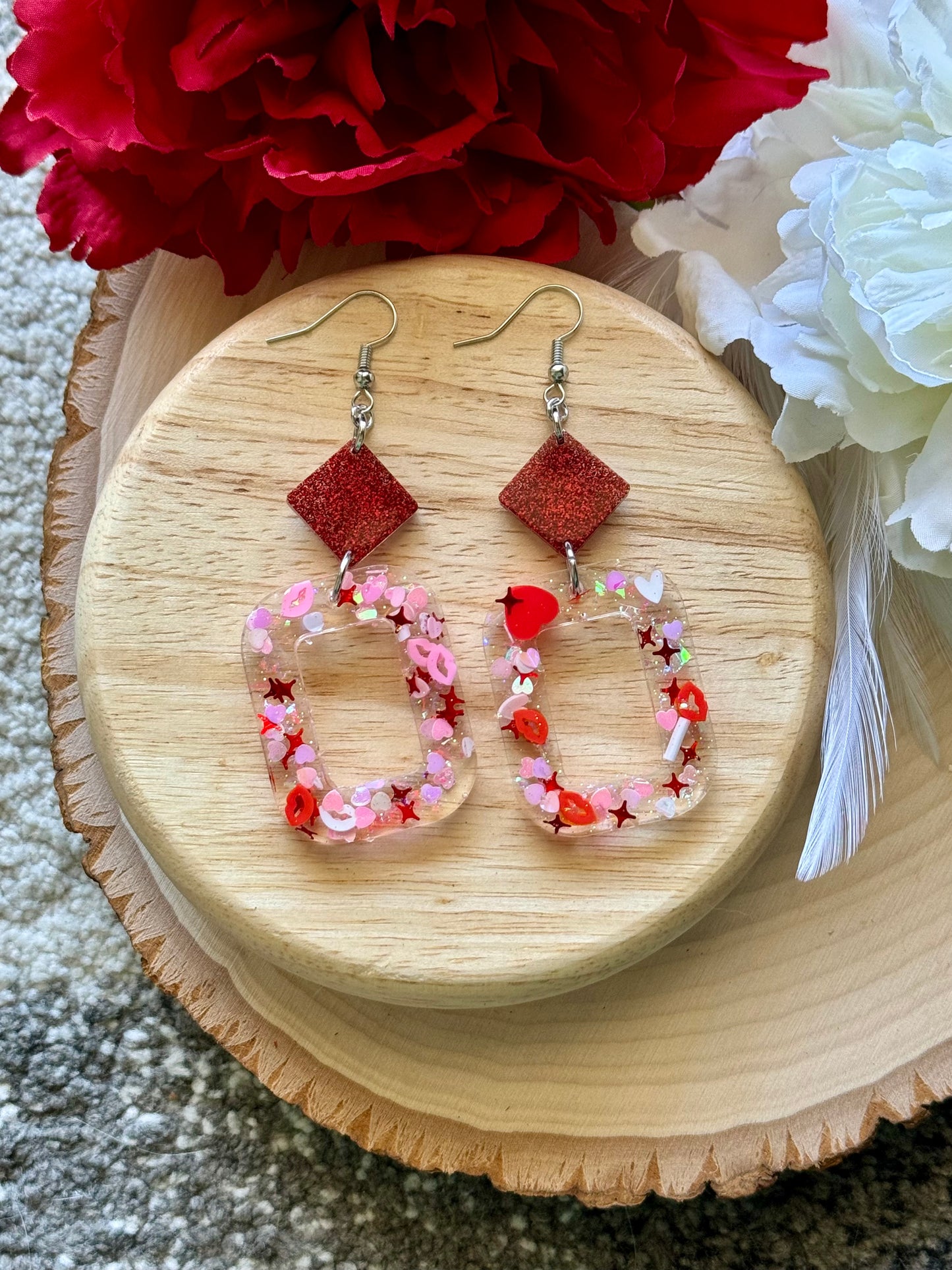 Valentine Red Mix Resin Earrings