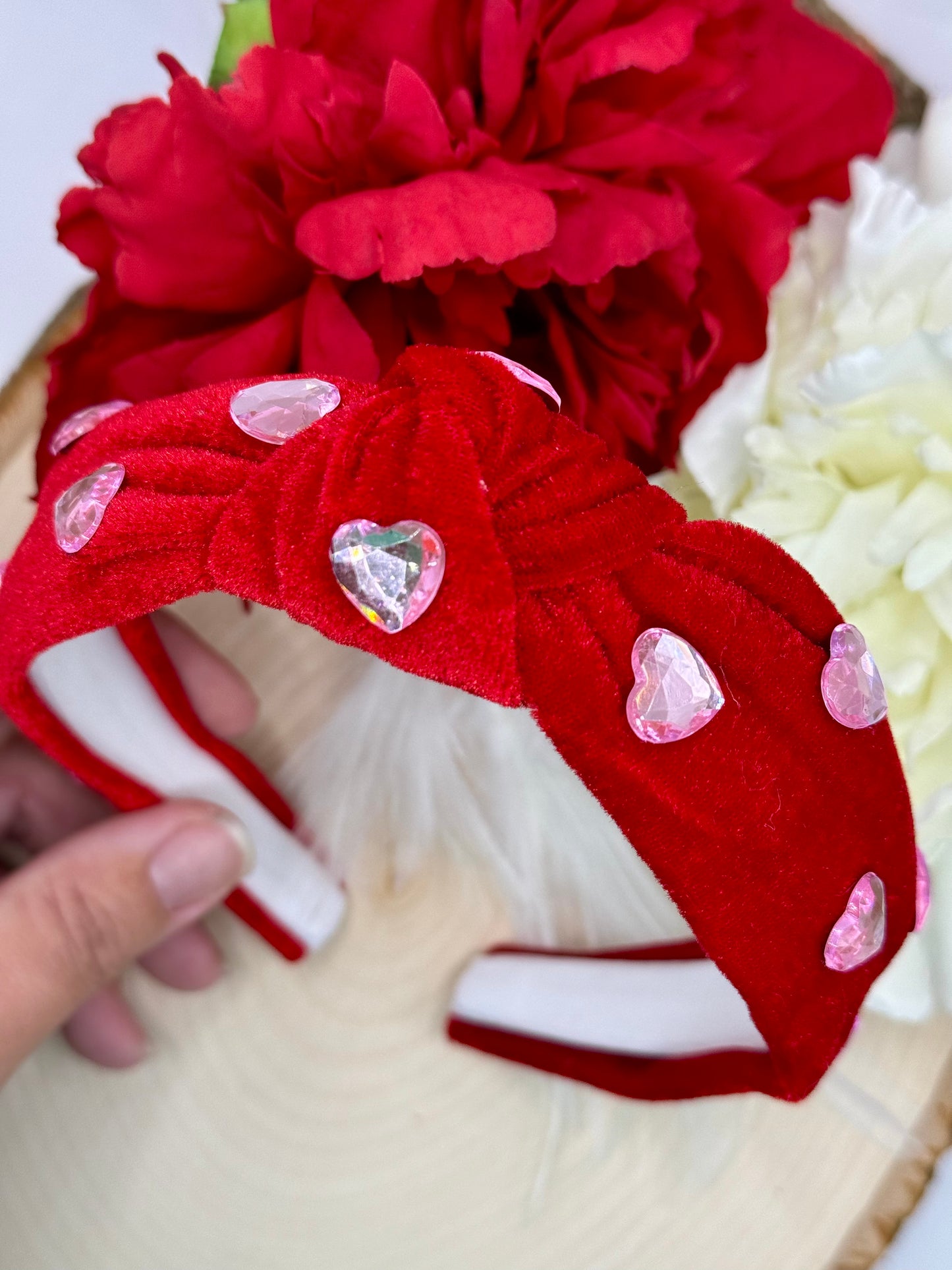 Red Gem Heart Knotted Headband